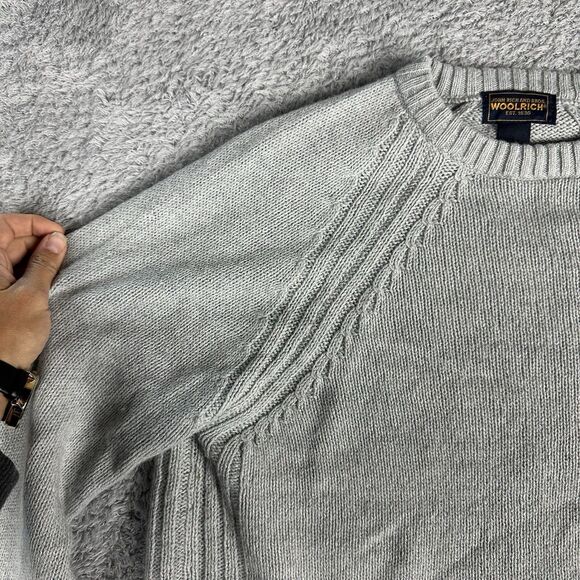 Woolrich Women's Cozy Ribbed Cable Knit Sweater M Grey Light Blue Wool Cashmere - Picture 7 of 16
